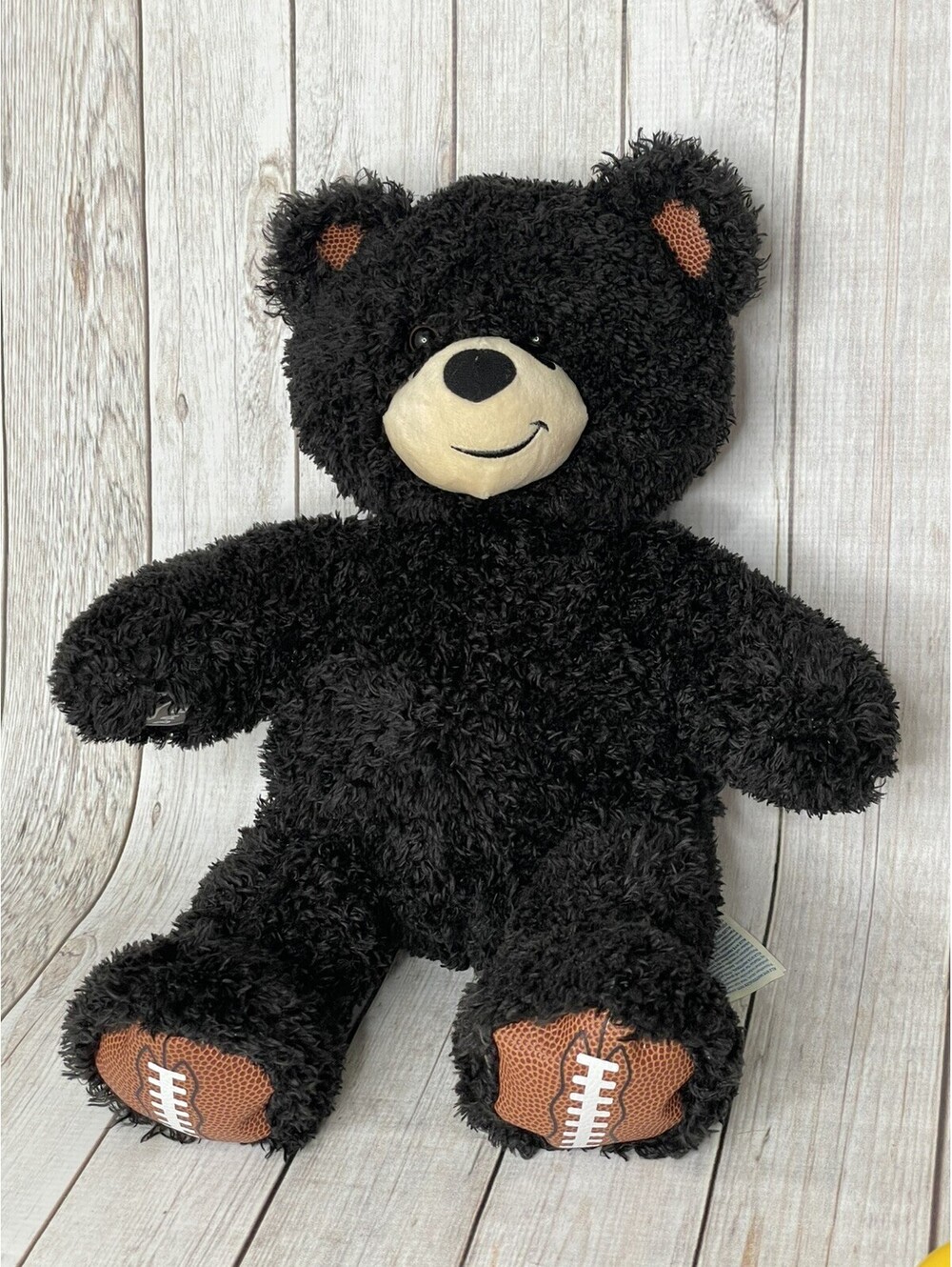 Build A Bear Football Teddy Bear Plush Stuffed Animal Black 17"